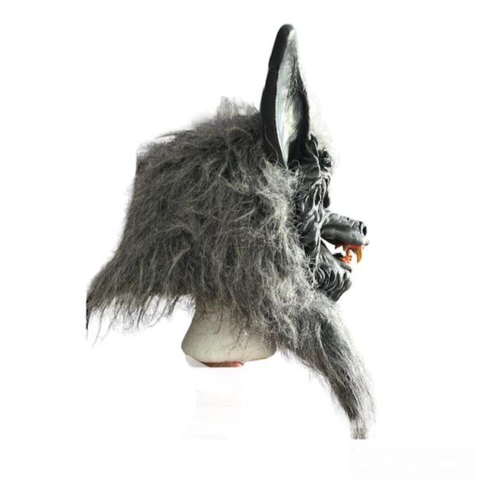 Fun World Halloween Werewolf Wolf Man Rubber Mask  Grey Child Size M Age 8-10 - Picture 6 of 9